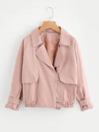 Romwe Fold Over Side Zipper Jacket