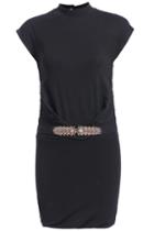 Romwe Stand Collar With Buttons Bodycon Dress