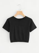 Romwe Cut Out Tiered Back Crop Tee