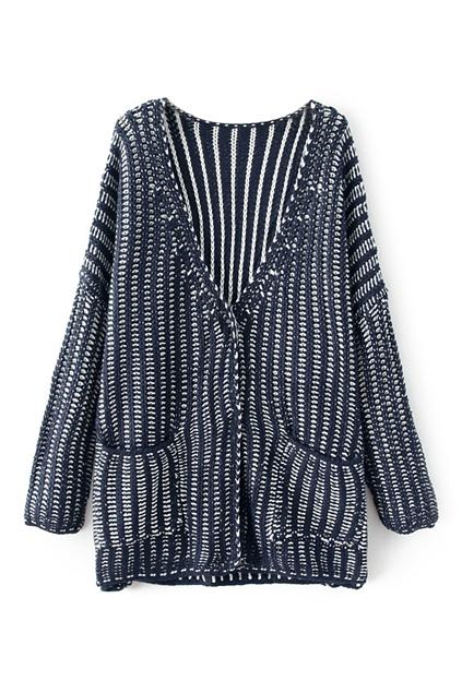 Romwe Pocketed V Neck Cardigan