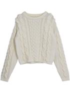 Romwe Cable Knit Loose Beige Sweater