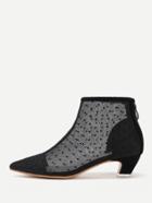 Romwe Lace Overlay Pointed Toe Ankle Boots
