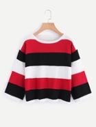 Romwe Contrast Wide Striped T-shirt
