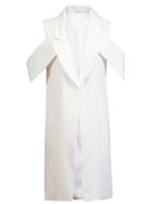 Romwe White Lapel Long Design Vest