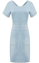 Romwe Back Criss Cross Bleached Denim Dress