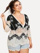 Romwe Hollow Out Crochet Panel Cover Up