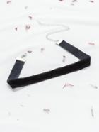 Romwe Black Choker Necklace With Silver Chain