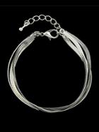 Romwe Silver Three Layers Braided Metal Chain Link Bracelet