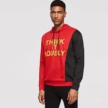 Romwe Men Letter Print Two-tone Hoodie