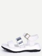 Romwe Snake Embossed Stappy Flatform Sandals - White