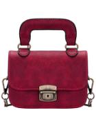 Romwe Red Push Lock Pu Chain Bag