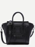 Romwe Zip Front Trapezoidal Handbag With Strap