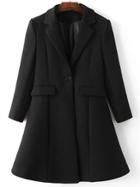 Romwe Black Lapel Single Button Longline Coat