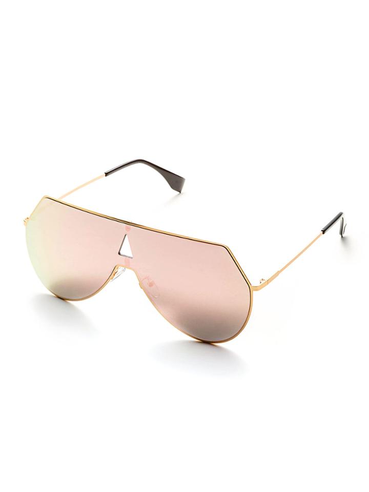 Romwe Pink Lens Triangle Cutout Detail Sunglasses