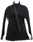 Romwe High Neck Oblique Zipper Coat
