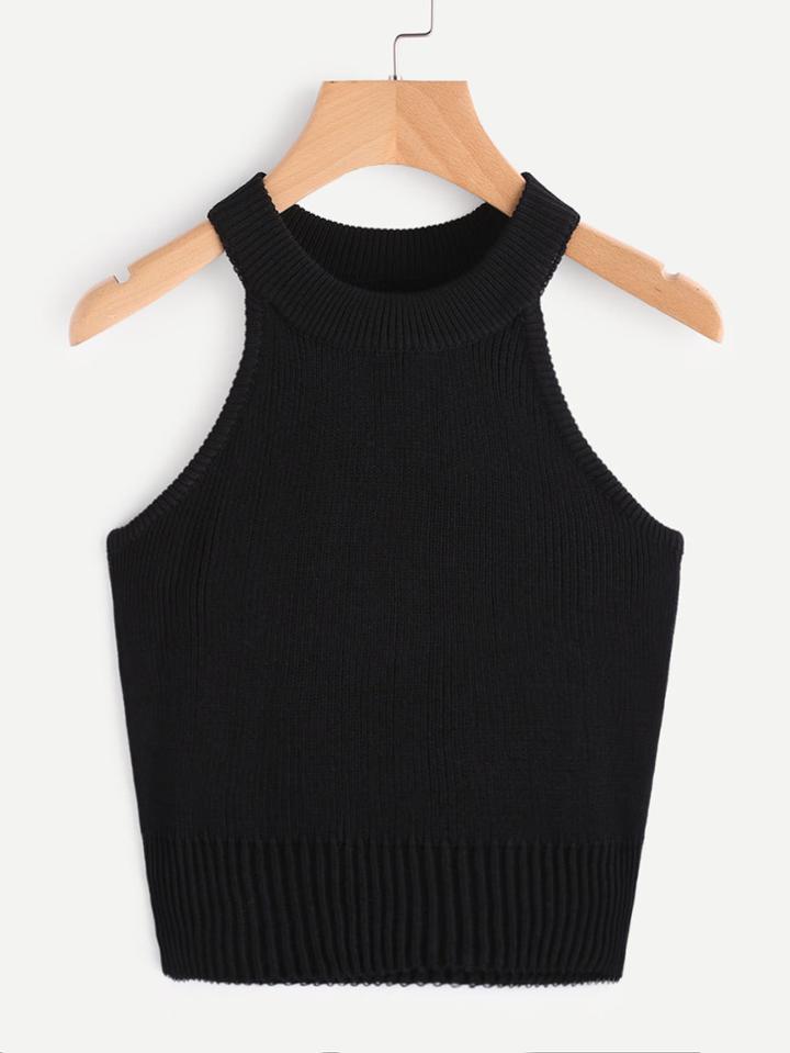 Romwe Halter Neck Knit Top