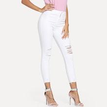 Romwe Ripped Knee Raw Hem Jeans