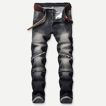 Romwe Men Raw Trim Sleek Moto Jeans
