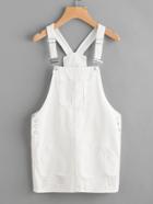 Romwe Badge Denim Overall Dress With Pockets
