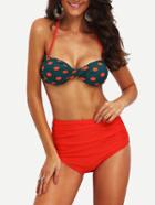 Romwe Hlater Twist Front Mix And Match Bikini Set