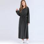 Romwe Drawstring Waist Split Side Longline Hooded Dress