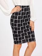 Romwe Square Print Pencil Skirt