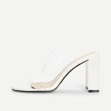 Romwe Clear Design Peep Toe Heels