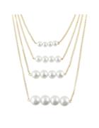 Romwe Gold Plated Multilayers Statement Women Imitation Pearl Necklace