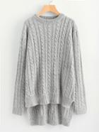 Romwe Cable Knit High Low Longline Jumper