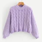 Romwe Solid Cable Knit Chenille Jumper