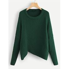 Romwe Asymmetric Hem Rib Knit Sweater