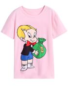 Romwe Child Purse Print Pink T-shirt