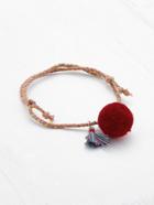 Romwe Pom Pom & Tassel Decorated Woven Bracelet