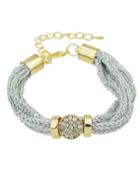 Romwe Pretty Women Rhinestone Wide Chain Silver Bracelet