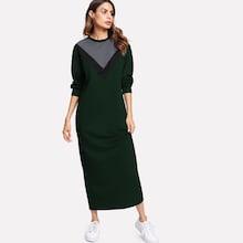 Romwe Contrast Chevron Panel Sweatshirt Dress
