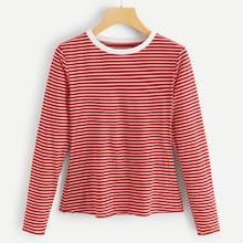 Romwe Striped Round Neck Tee