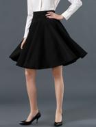 Romwe Vertical Striped A-line Black Skirt