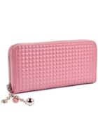 Romwe Pink Zipper Plaid Clutch Bag