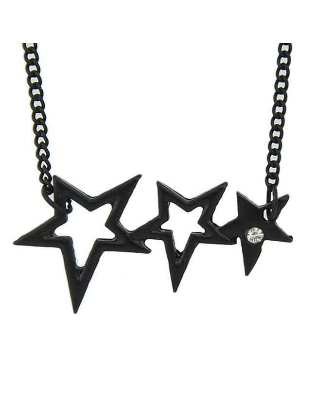 Romwe Best Friend Star Pendant Black Necklace