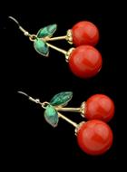 Romwe Red Cherry Dangle Earrings