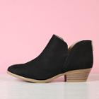 Romwe Stacked Block Heel Split Shaft Ankle Boots