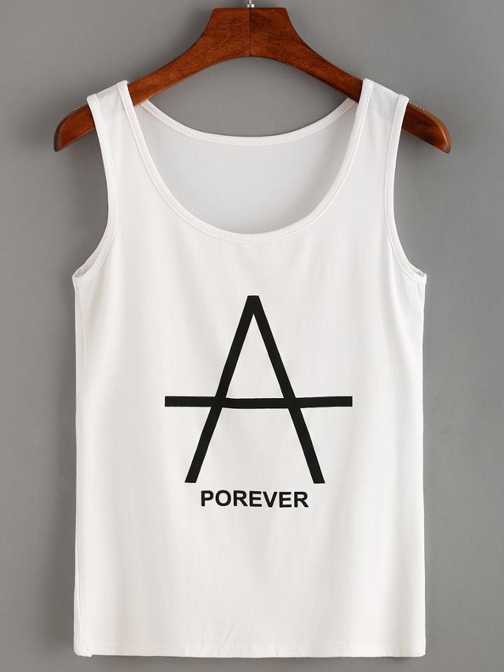 Romwe Letter Print Tank Top