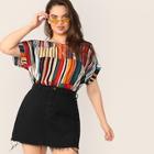 Romwe Plus Colorful Striped Top