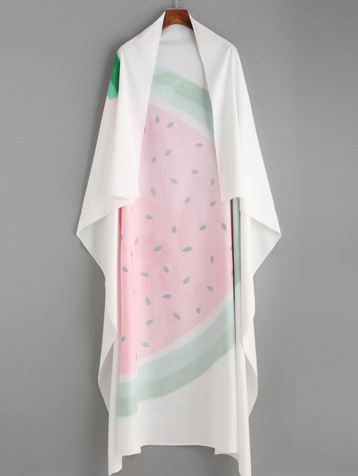 Romwe White Watermelon Print Scarf