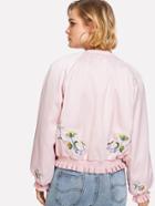 Romwe Knit Ruffle Hem Embroidered Jacket
