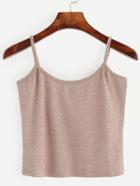 Romwe Pink Crop Ribbed Cami Top