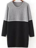 Romwe Split Side Grey Black Sweater Dress