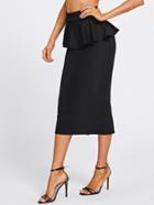 Romwe Slit Back Peplum Skirt