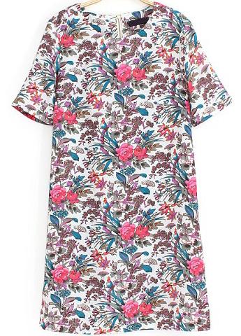 Romwe Floral Short Sleeve Bodycon Dress