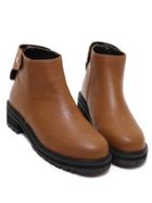 Romwe Brown Round Neck Zipper Boots